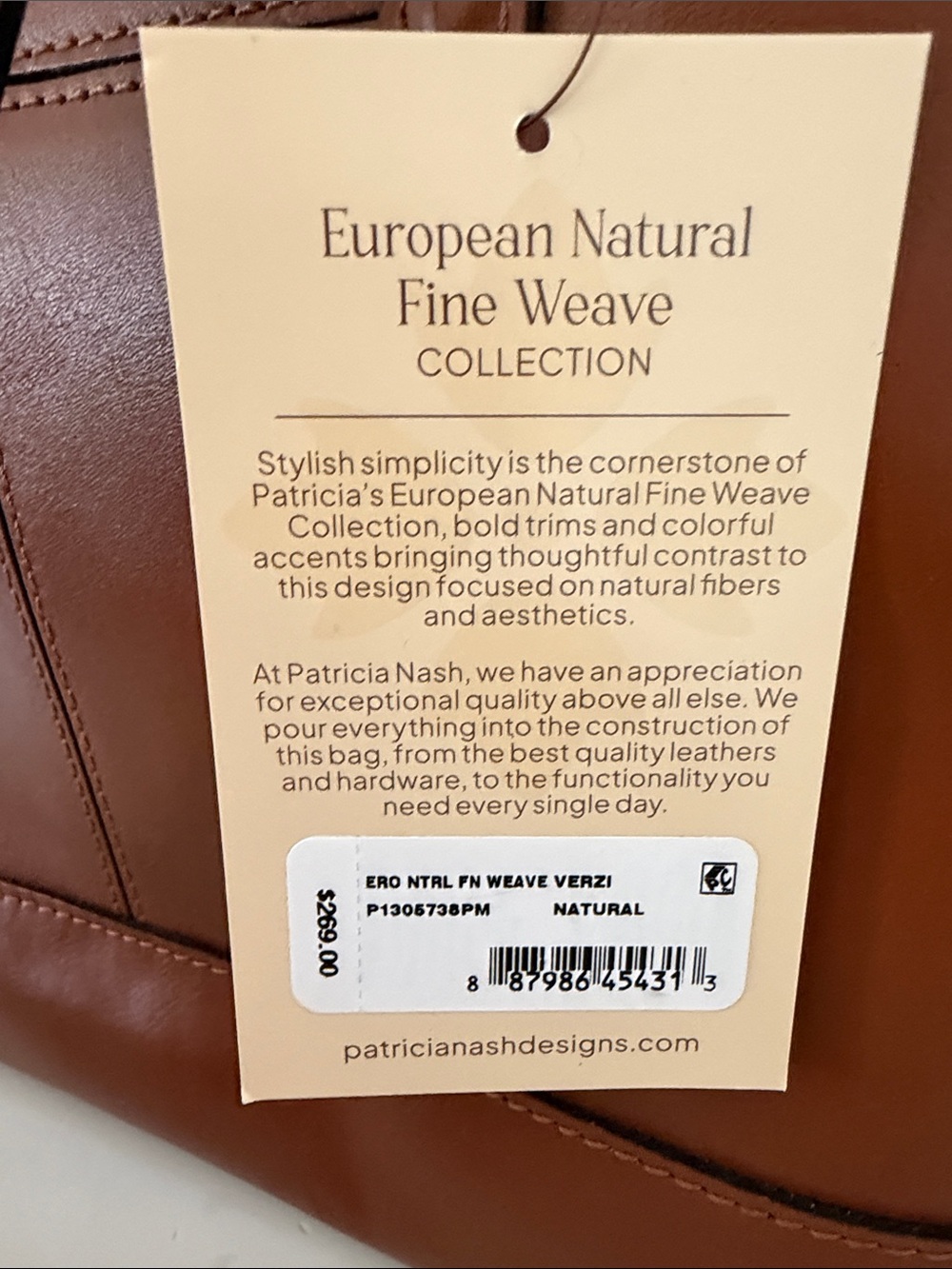 Patricia Nash Straw Tote with Brown Leather Trim and Multicolor Scarf - Picture 4 of 4